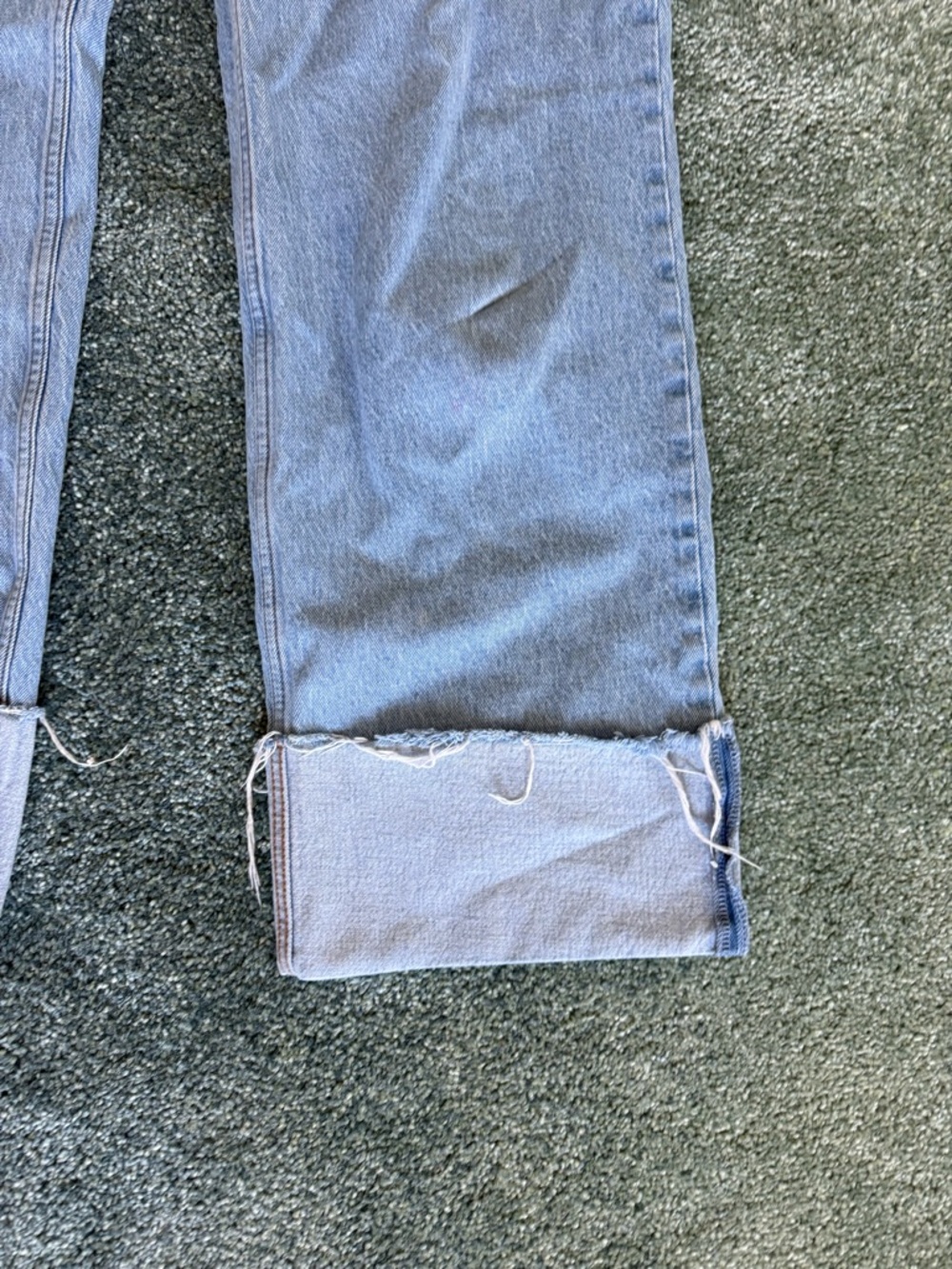 Abercrombie & Fitch Light Wash Straight Leg Jeans with Cuffed Hem - Picture 2 of 5